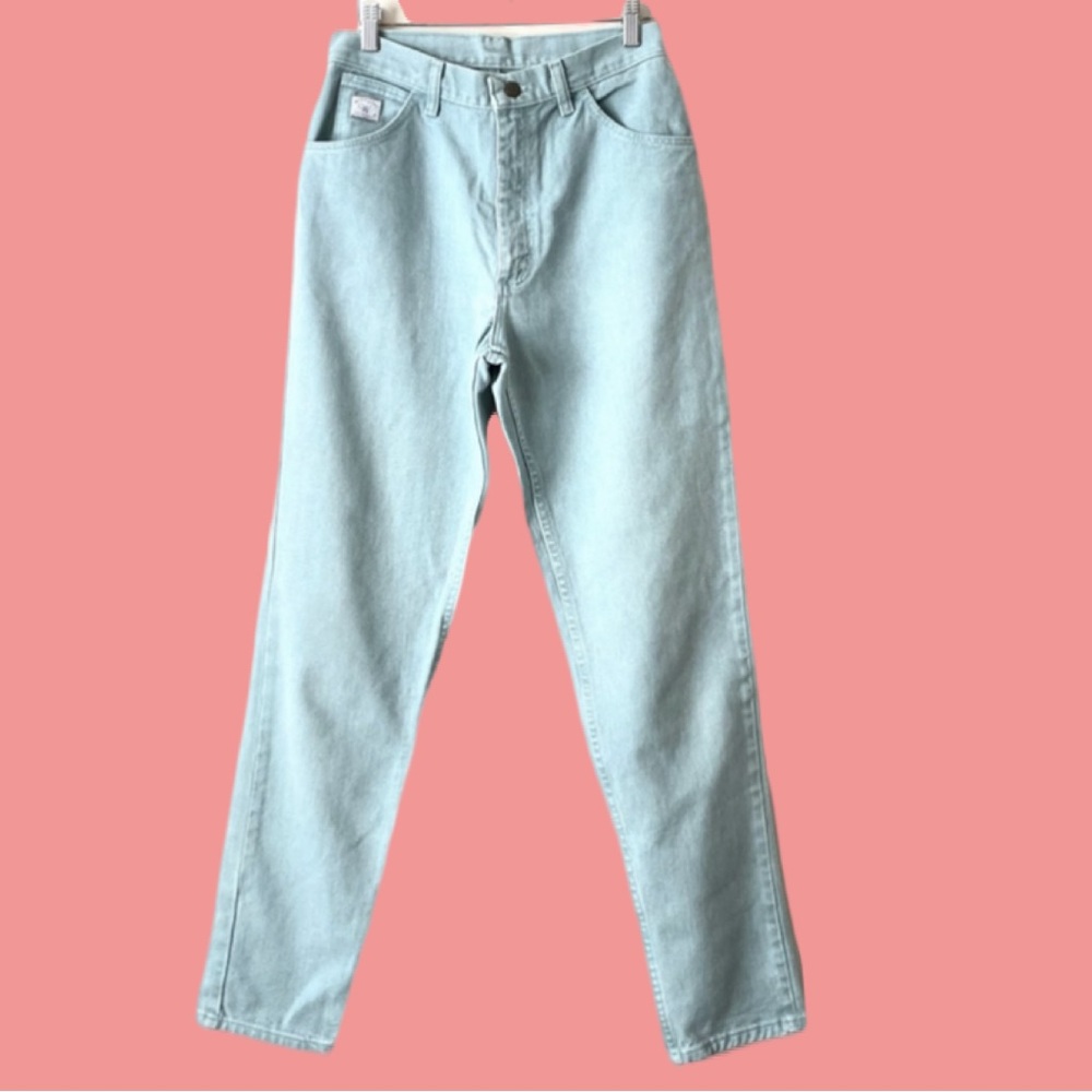 Vintage Wrangler High Rise Cotton Jeans Green Retro Sz 8 x 32